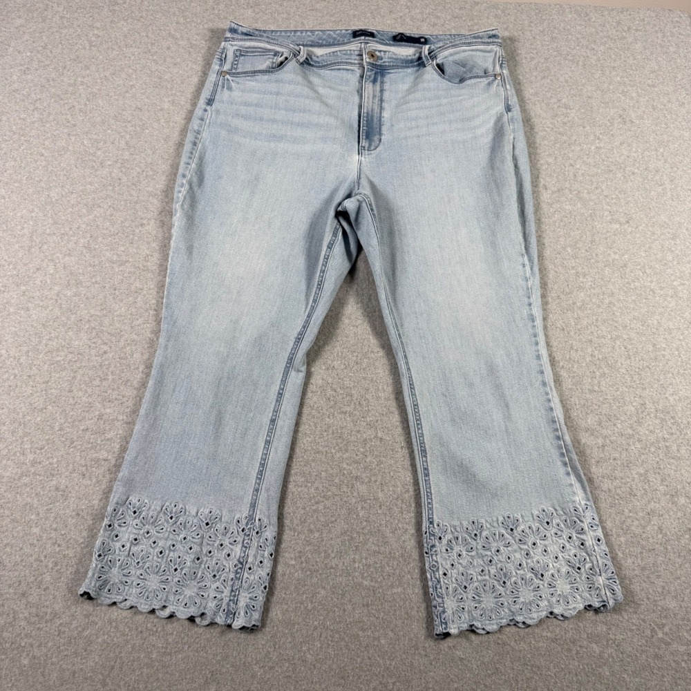 J. Jill Light Blue Cropped Jeans with Eyelet Hem